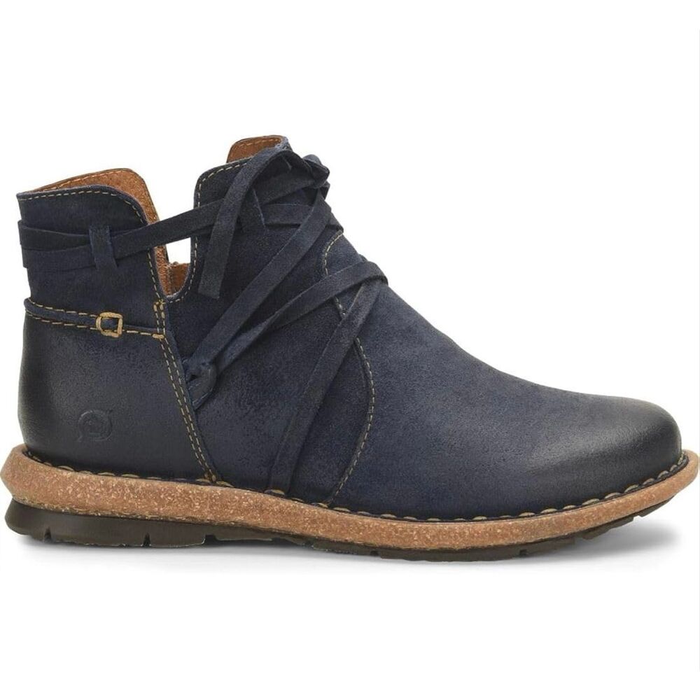Born Women's Born Tarkiln Distressed Navy Blue Ankle Soft Suede Leather Upper Bo